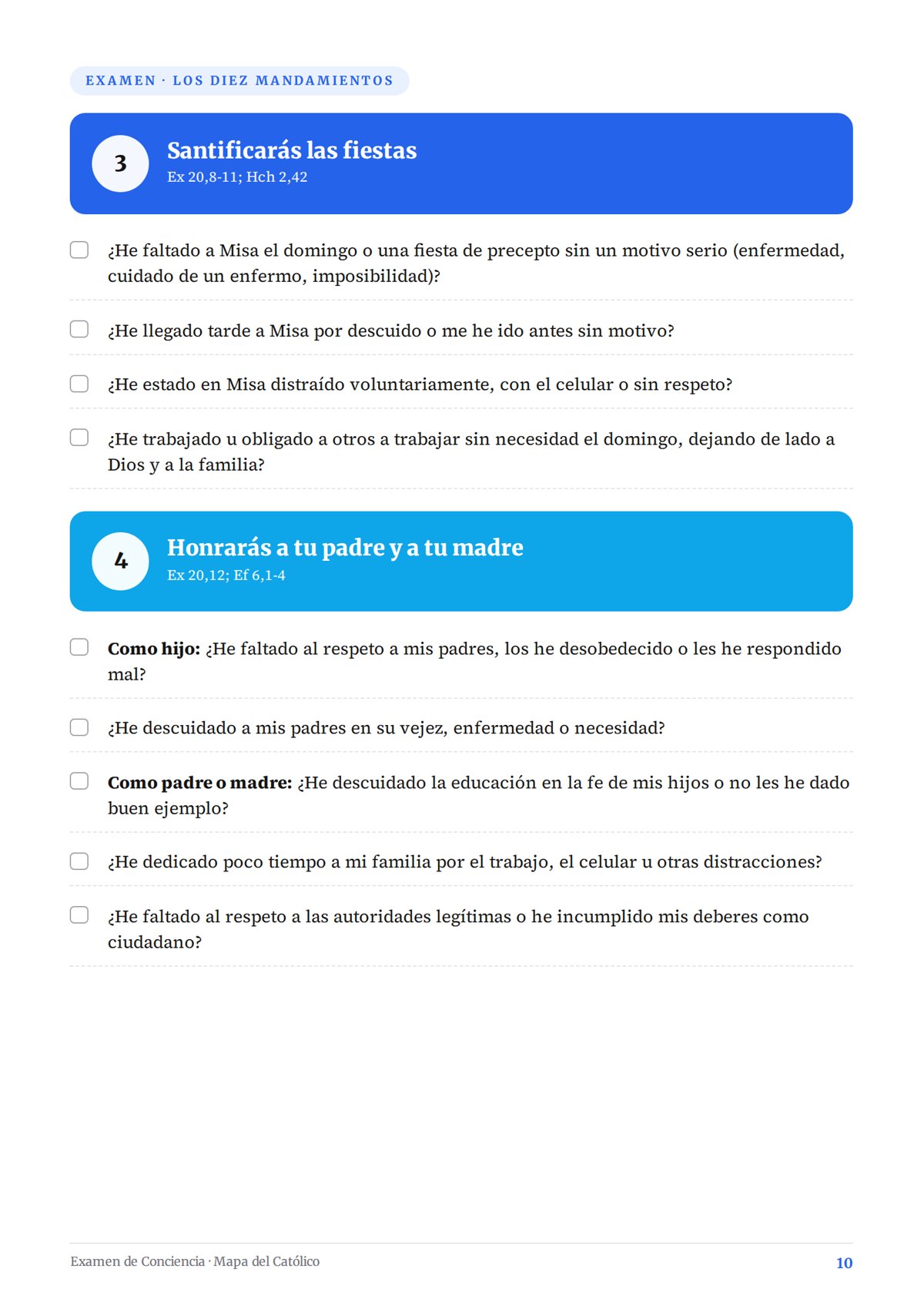 Página interior de Examen de Conciencia y Guía para la Confesión